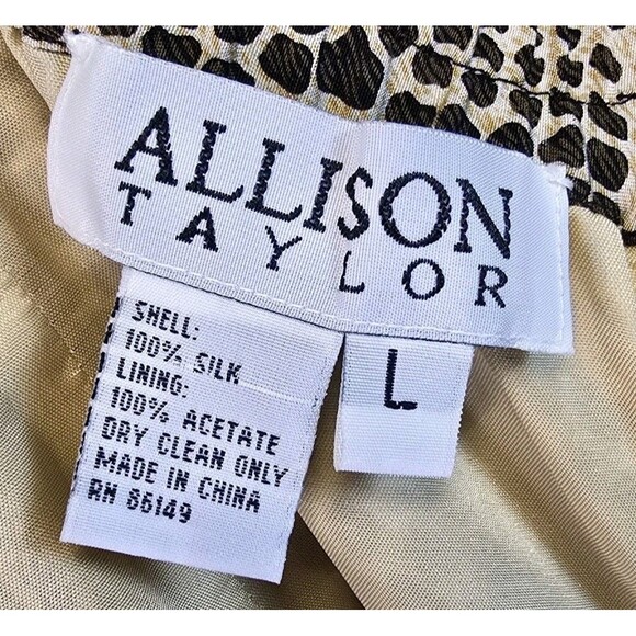 Vintage Allison Taylor Blouse and Skirt Set Animal Print Silk Blouse M Skirt L - Picture 6 of 9